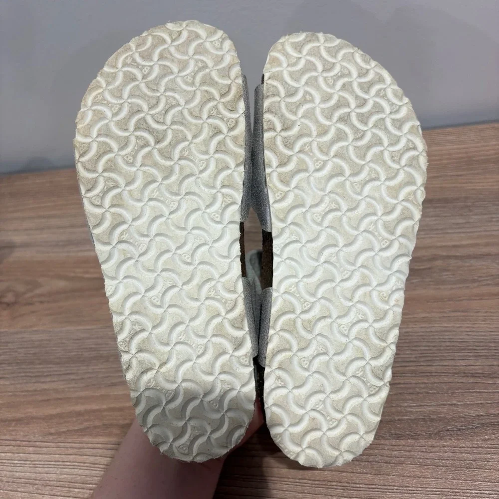 Birkenstock Rio Iridescent Sandals Kids Silver 32 Buckle Strap Cork Footbed